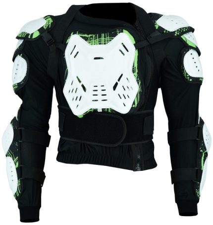 CHAQUETA DE PROTECCIONES TIPO SCORPION, CON ESPALDERA DESMONTABLE/SCORPION BLANCO VERDE GM478 NEGRO