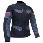 CHAQUETAS DE CORDURA TRAVEL LADY DEGEND NEGRA/GRIS/VIOLETA PARA CHICAS 3/4 IMPERMEABLE TRANSPIRABLE