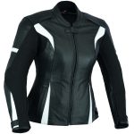 CHAQUETA DE MOTO EN CUERO PARA CHICAS CON PROTECTORES C.E AFRODITA BLANCA/NEGRA - Imagen 2