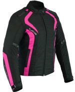 CHAQUETA CORDURA DE MOTO PARA CHICAS CON ESTILO MODERNO 100% IMPERMEABLE ARTEMISA FUCSIA/NEGRA