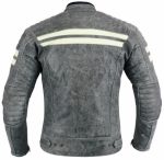 CHAQUETA DE MOTO EN CUERO ESTILO VINTAGE M CON FORRO Y PROTECCIONES HADES GRIS - Imagen 3