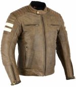 CHAQUETA DE MOTO EN CUERO ESTILO VINTAGE M CON FORRO Y PROTECCIONES HADES MARRON - Imagen 2