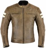 CHAQUETA DE MOTO EN CUERO ESTILO VINTAGE M CON FORRO Y PROTECCIONES HADES MARRON