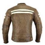 CHAQUETA DE MOTO EN CUERO ESTILO VINTAGE M CON FORRO Y PROTECCIONES HADES MARRON - Imagen 3