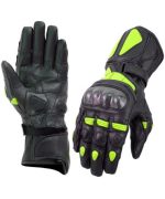 GUANTES DE PIEL CON PROTECCIONES DE FIBRA DE CARBONO PARA MOTORACING K2 NEGRO FLUOR