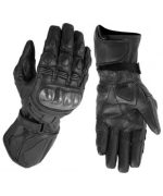 GUANTES DE PIEL  K2 NEGRO CON PROTECCIONES DE FIBRA DE CARBONO PARA MOTORACING - Imagen 2