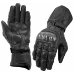 GUANTES DE PIEL  K2 NEGRO CON PROTECCIONES DE FIBRA DE CARBONO PARA MOTORACING