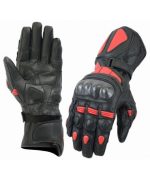 GUANTES DE PIEL CON PROTECCIONES DE FIBRA DE CARBONO PARA MOTORACING K2 NEGRO ROJO