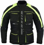 CHAQUETA DE MOTO EN CORDURA 3/4  CON PROTECCIONES C.E., IMPERMEABLE, UNISEX, ATENEA FLUOR/N
