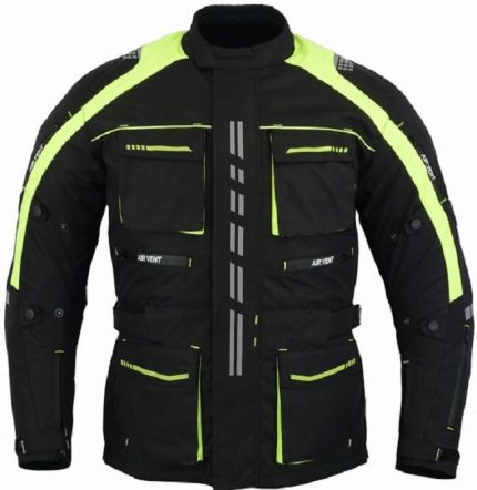 CHAQUETA DE MOTO EN CORDURA 3/4  CON PROTECCIONES C.E., IMPERMEABLE, UNISEX, ATENEA FLUOR/N