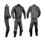 MONO DE CUERO DE DOS PIEZAS CON PROTECCIONES TPR Y TITANIO 163/154 NEGRO