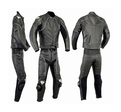 MONO DE CUERO DE DOS PIEZAS CON PROTECCIONES TPR Y TITANIO 163/154 NEGRO