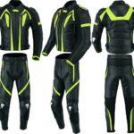 MONO DE CUERO DE DOS PIEZAS CON PROTECCIONES TPR Y TITANIO 166/151 NEGRO/FLUOR