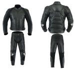 MONO DE CUERO DE DOS PIEZAS CON PROTECCIONES TPR Y TITANIO 166/151 NEGRO