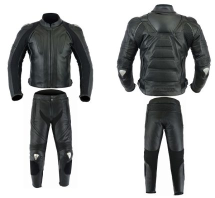 MONO DE CUERO DE DOS PIEZAS CON PROTECCIONES TPR Y TITANIO 166/151 NEGRO