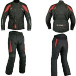 MONO DE CORDURA PARA MOTORISTAS EN DOS PIEZAS, IMPERMEABLE UNISEX NEGRO/ROJO 111/132