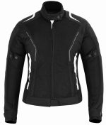 CHAQUETA DE VERANO DIANA NEGRA/BLANCO PARA CHICAS CON PROTECCIONES C.E. Y FORRO IMPERMEABLE EXTRAIBLE - Imagen 2