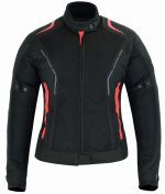 CHAQUETA DE VERANO DIANA NEGRA/ROJA PARA CHICAS CON PROTECCIONES C.E. Y FORRO IMPERMEABLE EXTRAIBLE - Imagen 2