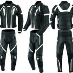 MONO DE CUERO DE DOS PIEZAS CON PROTECCIONES TPR Y TITANIO 166/151 NEGRO/BLANCO