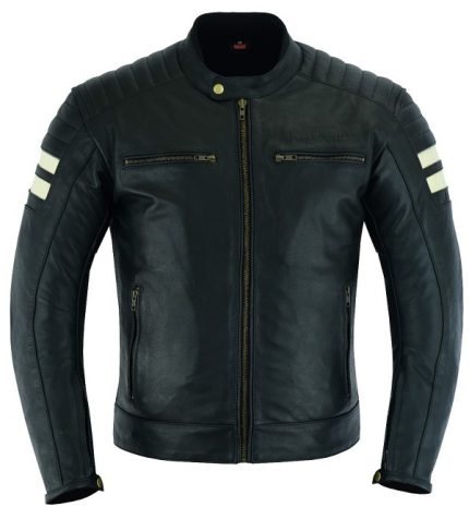 CHAQUETA DE MOTO EN CUERO HADES NEGRA VINTAGE CON FORRO Y PROTECCIONES
