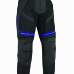 PANTALON DE MOTO PERFORADO DE VERANO UNISEX, PROTECCIONES CE HEFESTO AZUL/NEGRO