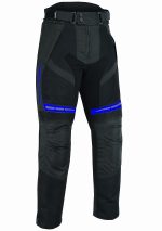 PANTALON DE MOTO PERFORADO DE VERANO UNISEX, PROTECCIONES CE HEFESTO AZUL/NEGRO