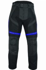 PANTALON DE MOTO PERFORADO DE VERANO UNISEX, PROTECCIONES CE HEFESTO AZUL/NEGRO - Imagen 3