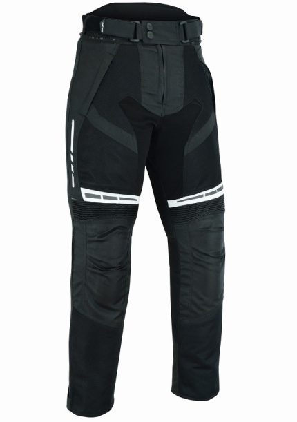 PANTALON DE MOTO PERFORADO EN CORDURA PARA VERANO CON FORRO HEFESTO BLANCO/NEGRO