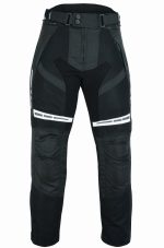 PANTALON DE MOTO PERFORADO EN CORDURA PARA VERANO CON FORRO HEFESTO BLANCO/NEGRO - Imagen 2