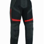PANTALON DE MOTO PERFORADO DE VERANO UNISEX, PROTECCIONES CE HEFESTO ROJO/NEGRO