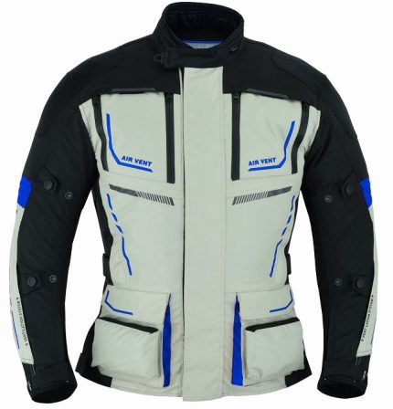 CHAQUETA DE MOTO TITAN AZUL 4SEASON EN CORDURA CUATRO ESTACIONES  TRICAPA TIPO 3/4  CON PROTECCIONES C.E., IMPERMEABLE, UNISEX
