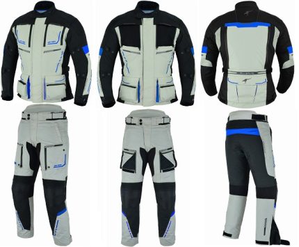 TRAJE DE MOTO 4 ESTACIONES DE DOS PIEZAS, CHAQUETA Y PANTALÓN TRICAPA TITAN OCEANO NEGRO/AZUL 2 PIEZAS