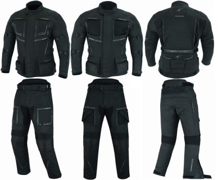 TRAJE DE MOTO 4 ESTACIONES DE DOS PIEZAS, CHAQUETA Y PANTALÓN TRICAPA TITAN OCEANO NEGRO 2 PIEZAS