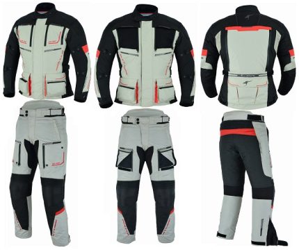 TRAJE DE MOTO 4 ESTACIONES DE DOS PIEZAS, CHAQUETA Y PANTALÓN TRICAPA TITAN OCEANO NEGRO/ROJO 2 PIEZAS