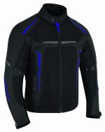 CHAQUETA DE CORDURA PARA VERANO PERFORADA CE/PROTECCIONES CON FORRO DESMONTABLE VULCANO AZUL/NEGRO