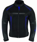 CHAQUETA DE CORDURA PARA VERANO PERFORADA CE/PROTECCIONES CON FORRO DESMONTABLE VULCANO AZUL/NEGRO - Imagen 2