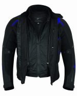 CHAQUETA DE CORDURA PARA VERANO PERFORADA CE/PROTECCIONES CON FORRO DESMONTABLE VULCANO AZUL/NEGRO - Imagen 3