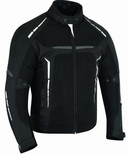 CHAQUETA DE CORDURA PARA VERANO PERFORADA CE/PROTECCIONES CON FORRO DESMONTABLE VULCANO BLANCO/NEGRO