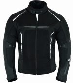 CHAQUETA DE CORDURA PARA VERANO PERFORADA CE/PROTECCIONES CON FORRO DESMONTABLE VULCANO BLANCO/NEGRO - Imagen 2