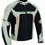 CHAQUETA DE CORDURA PARA VERANO PERFORADA CE/PROTECCIONES CON FORRO DESMONTABLE VULCANO PLATA/BLANCO/ROJO/AZUL