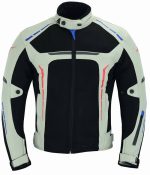 CHAQUETA DE CORDURA PARA VERANO PERFORADA CE/PROTECCIONES CON FORRO DESMONTABLE VULCANO PLATA/BLANCO/ROJO/AZUL - Imagen 2