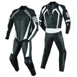 MONO DE CUERO  UNA PIEZA, AIR LINK CON PROTECTORES DE TITANIO BLANCO /NEGRO