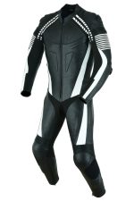 MONO DE CUERO  UNA PIEZA, AIR LINK CON PROTECTORES DE TITANIO BLANCO /NEGRO - Imagen 3