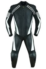 MONO DE CUERO  UNA PIEZA, AIR LINK CON PROTECTORES DE TITANIO BLANCO /NEGRO - Imagen 4