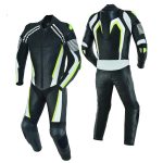 MONO DE CUERO  UNA PIEZA, AIR LINK CON PROTECTORES DE TITANIO FLUOR/BLANCO /NEGRO