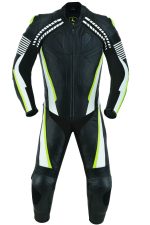 MONO DE CUERO  UNA PIEZA, AIR LINK CON PROTECTORES DE TITANIO FLUOR/BLANCO /NEGRO - Imagen 2