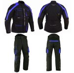 MONO DE CORDURA PARA MOTORISTAS EN DOS PIEZAS, IMPERMEABLE UNISEX AZUL/NEGRO ATENEA/ARES