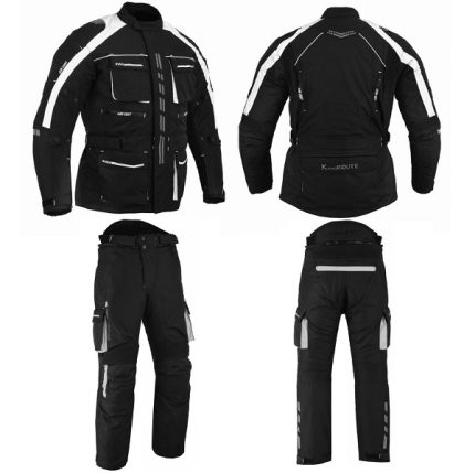 MONO DE CORDURA PARA MOTORISTAS EN DOS PIEZAS, IMPERMEABLE UNISEX BLANCO/NEGRO ATENEA/ARES