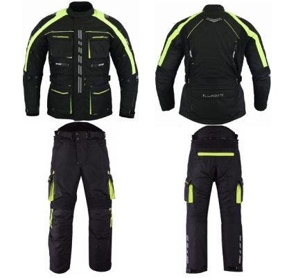 MONO DE CORDURA PARA MOTORISTAS EN DOS PIEZAS, IMPERMEABLE UNISEX FLUOR/NEGRO ATENEA/ARES