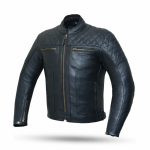 CHAQUETA DE MOTO EN CUERO DEGEND CLASSIC NEGRA CON FORRO Y PROTECCIONES CE. - Imagen 2